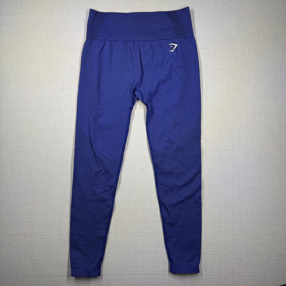 Gymshark Vital Seamless Leggings Indigo Blue High Waisted Eyelet Marl Medium